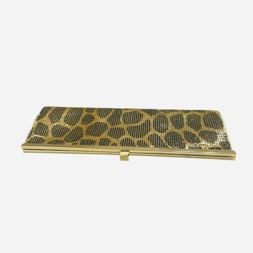 Steve Madden Metallic Gold Animal Print Evening Clutch Purse with Chain Strap